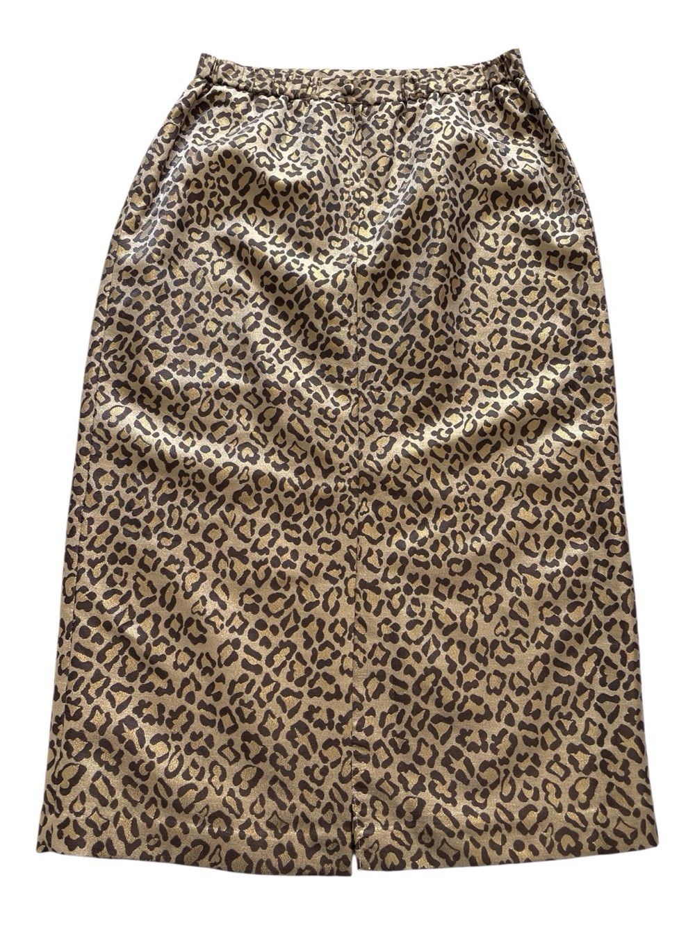 Leopard Print Midi Women's Skirt with Elastic Waist. 12 - Picture 2 of 10